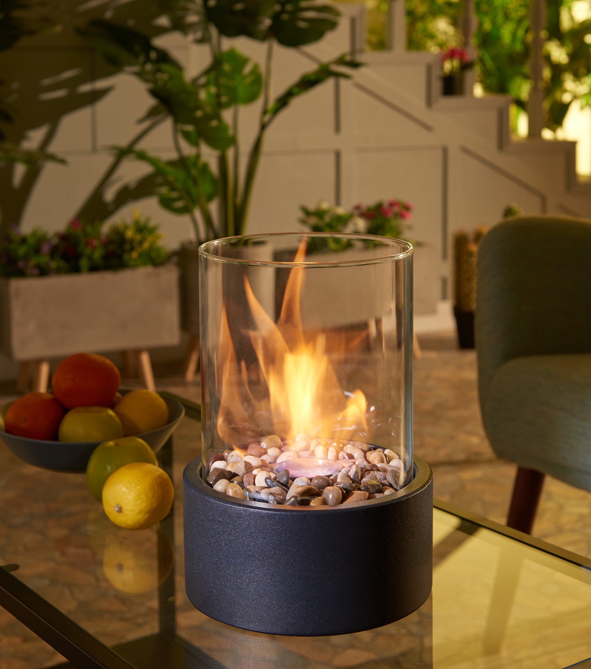 Indoor / Outdoor Portable Tabletop Fire Pit – Clean-Burning Bio Ethanol Ventless Fireplace - Small